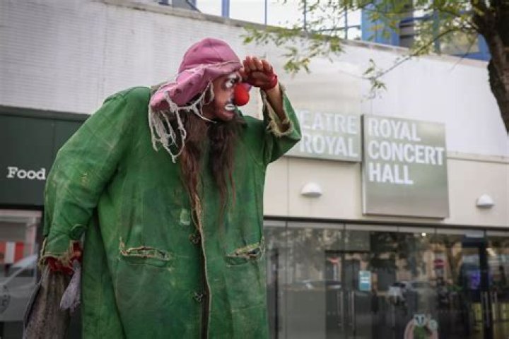 A clown is pictured outside the school in Singapore
