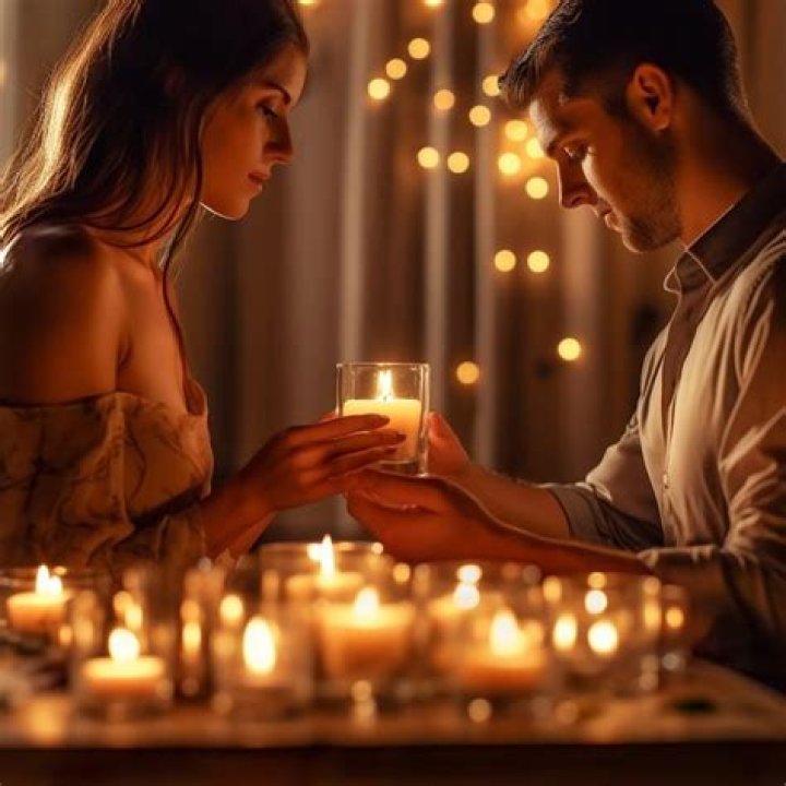 A couple eats by candle light after their home was left without power