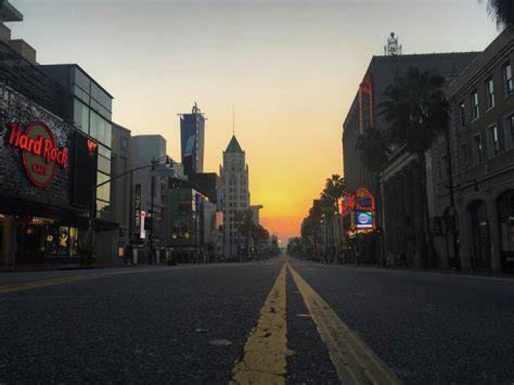  A deserted Hollywood Boulevard in Los Angeles as Californians stay home