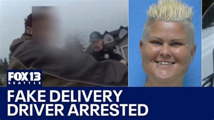  A fake delivery driver is seen at the front door of a family home