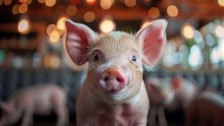 A pig stares at an activist’s camera from inside its enclosure