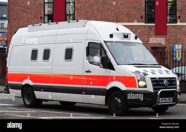 A prison van believed to be carrying Selamaj arrives at court