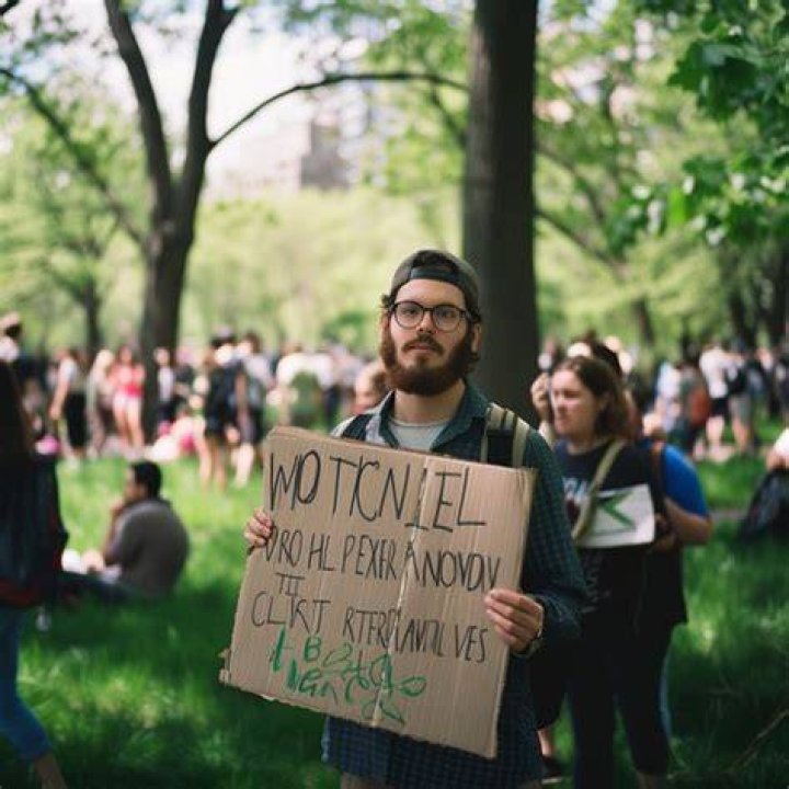  A protestor holds a sign at the Life Tabernacle Church on March 31.