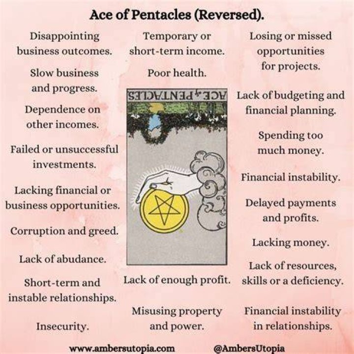A reversed Ace of Pentacles could mean hard times ahead.