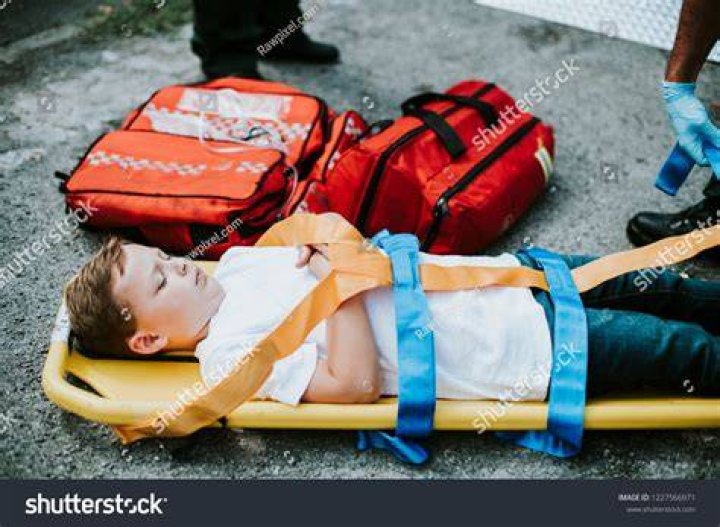 A stretcher was pictured at the scene