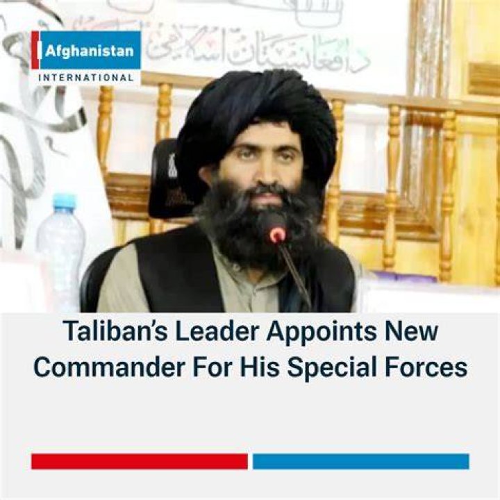 A Taliban commander with his men at training centre once used by allies