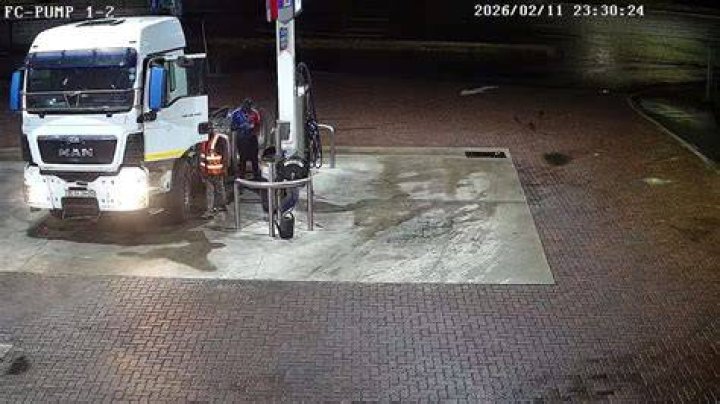 A truck, reportedly filled with fireworks, is believed to have caught fire outside the fast food restaurant