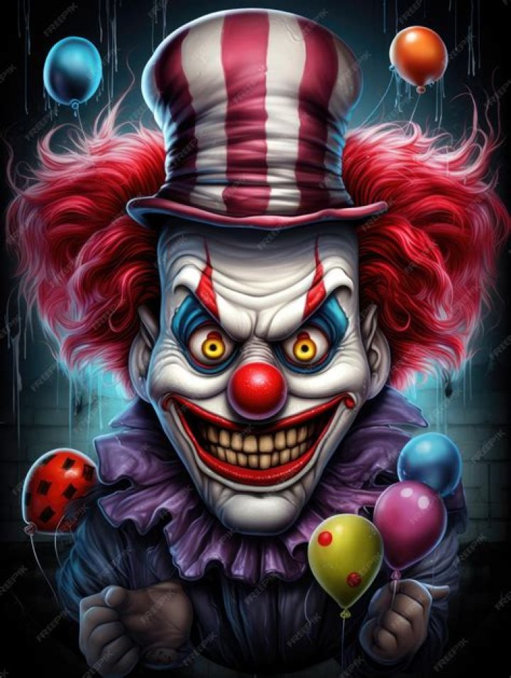 A very sinister clown silently waved for the camera