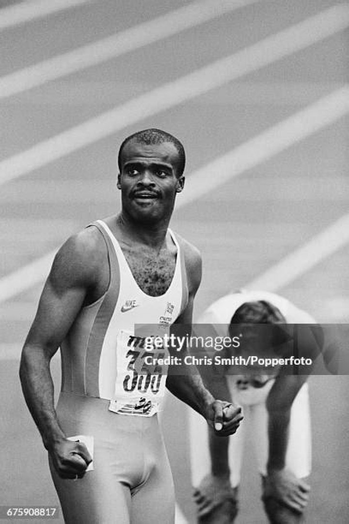 Akabusi celebrates his running success with his two daughters in 1991