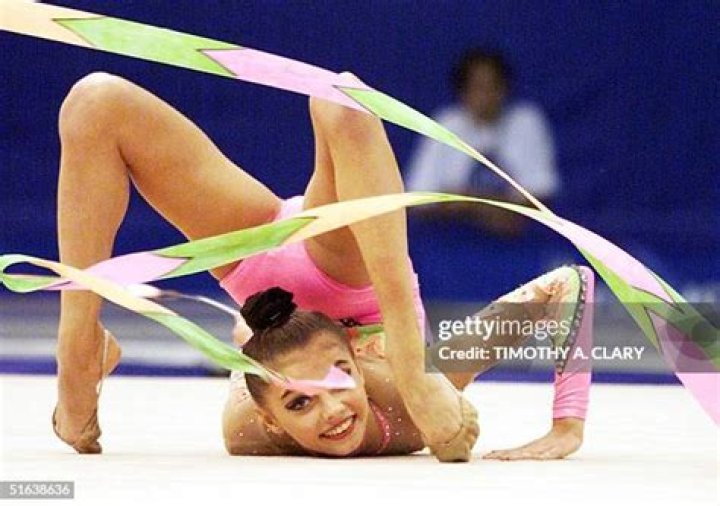 Alina performs during her gold medal performance during the 2004 Athens Games