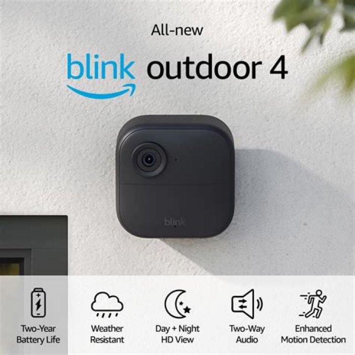 All-New Blink Outdoor 4 (4th Gen) &mdash; Wire-free smart security camera, two-year battery life, two-way audio, HD live view, enhanced motion detection, Works with Alexa &ndash; 1 camera system