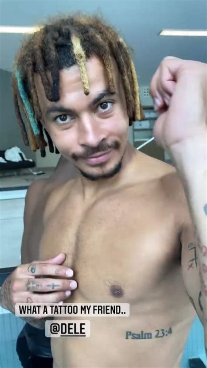 Alli showed off his tattoos in an Instagram video