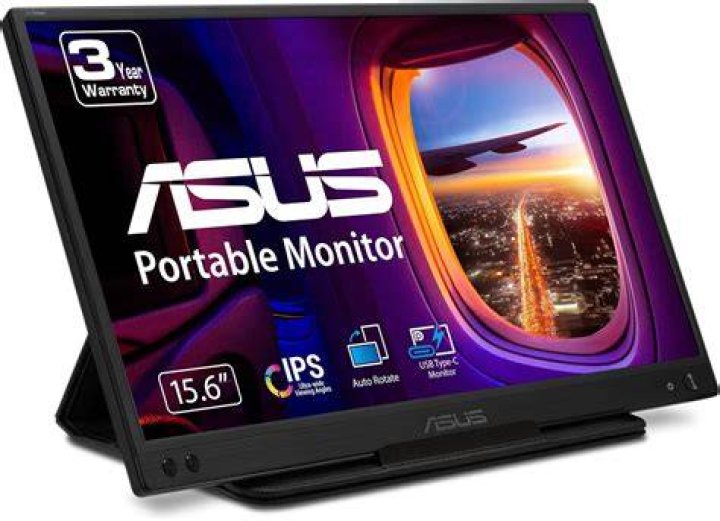 ASUS ZenScreen 15.6&rdquo; 1080P Portable USB Monitor (MB166C) - Full HD, IPS, USB Type-C, USB-Powered, Eye Care, Tripod Mountable, Anti-Glare Surface, Protective Sleeve, 3-Year Warranty, 8.9"x14.2"x0.5"