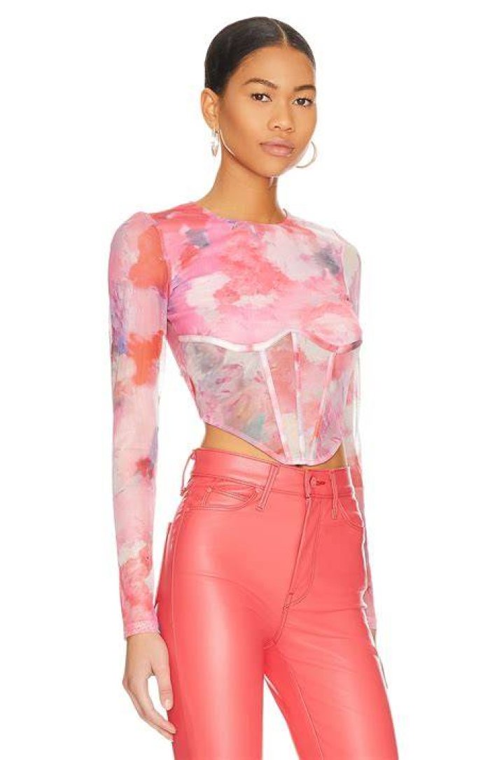 Bardot Lena Mesh Corset Top in Wildflower