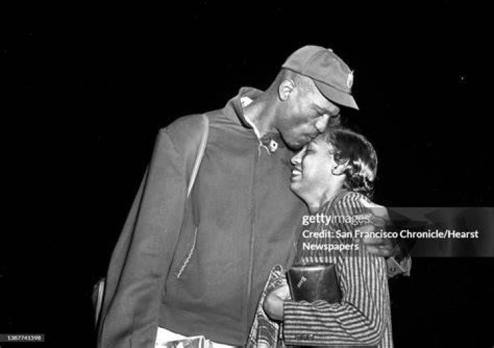 Bill Russell and fiancee Rose Swisher at San Francisco Airport in 1956