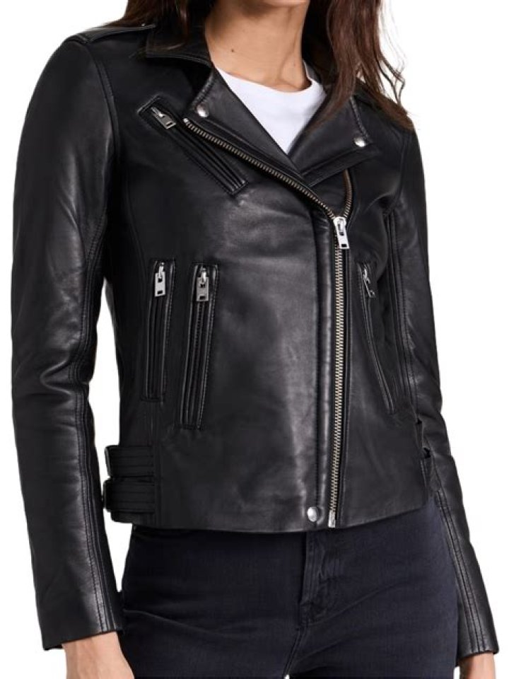 black leather moto jacket