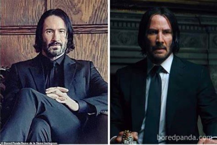 British Daniel Volovsek (left) says he gets stopped for selfies from people thinking he is Keanu Reeves (right) so often that his boss 'keeps him in the office' at work