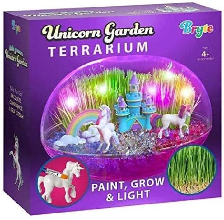 Bryte All-Inclusive My Unicorn Fairy Garden Kit with Fairy Lights & More | Grow Your Own Garden & Play | Great Birthday Gift, DIY Science Kit, STEM Activities, Arts and Crafts for Kids Aged 8-12 Years