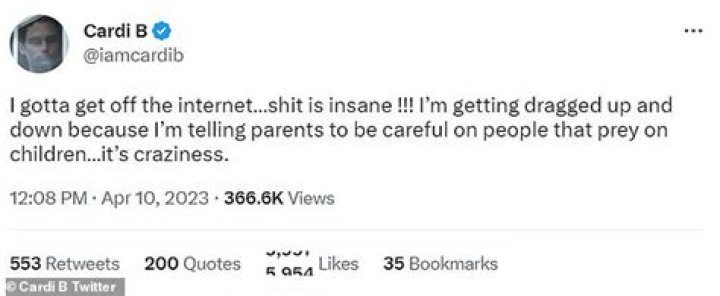 Cardi later tweeted: 'I used to be a f**king stripper, so whatever. Ay, Dios m&iacute;o'