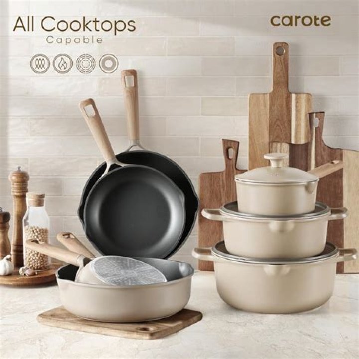 CAROTE 16pcs Pots and Pans Set, Nonstick Cookware Sets, Kitchen Induction Pots and Pans Cooking Sets, Pan Sets for Cooking, Cooking Utensils Set