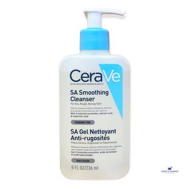  CeraVe SA Skin Smoothing Cleanser deeply cleanses pores and smooths bumps without aggravating or drying the skin