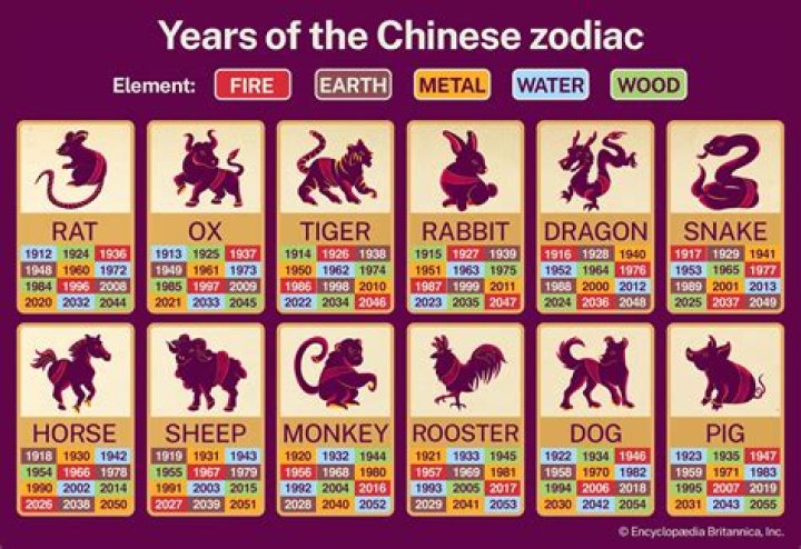 Chinese zodiac signs identify birth years with certain animals