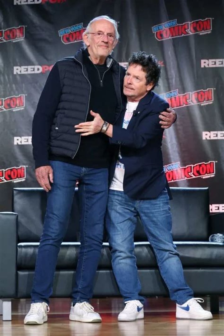 Christopher Lloyd, left, and Michael J Fox were reunited on stage