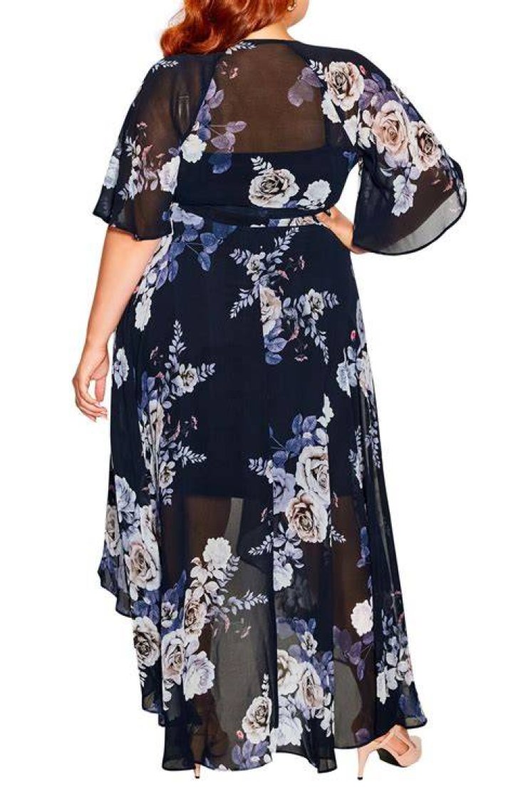 City Chic Sylvie Floral Wrap Maxi Dress in Mesmerising Fl at Nordstrom, Size X-Large
