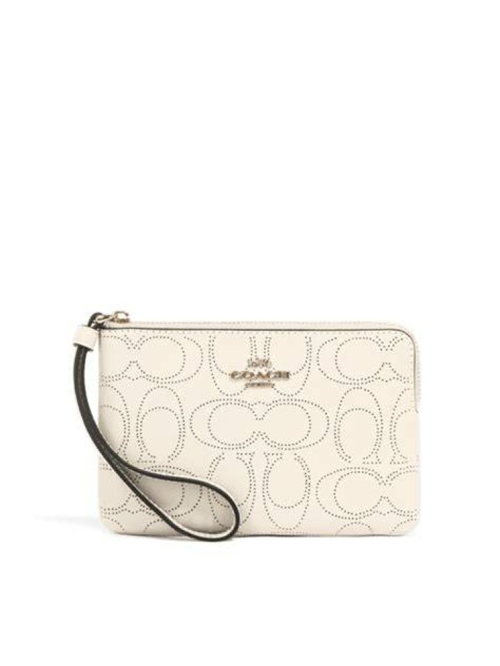 COACH Signature Leather Zip Wristlet