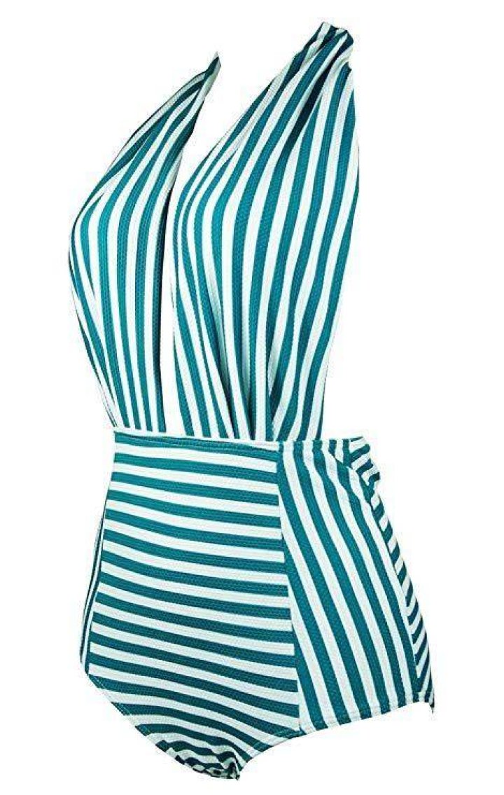COCOSHIP Retro One Piece Backless Bather Swimsuit (Black)