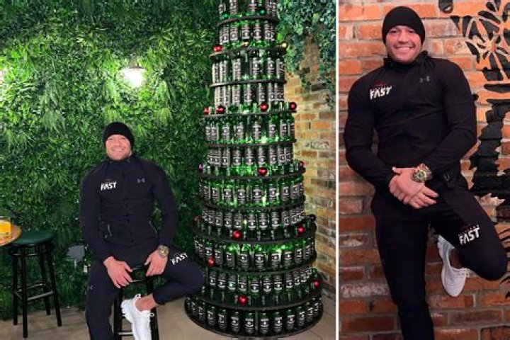 Conor McGregor made Christmas Tree out of Proper 12 whiskey bottles