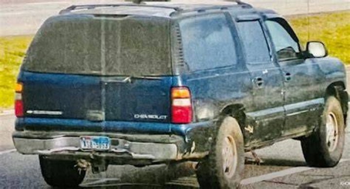 Cops said they believed McDougal's dark blue 2003 Chevrolet Suburban was involved in the incident