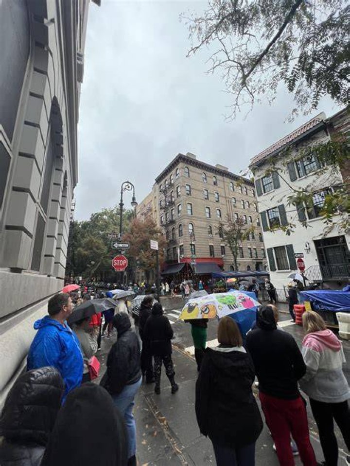 Crowds gathered outside the apartment block where Mary Sullivan lived