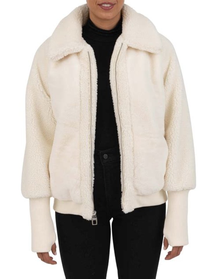 Cyn & Luca Women's Faux Sherpa Bomber Jacket