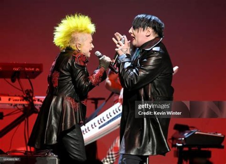 Cyndi Lauper (L) and Marilyn Manson perform onstage at the Cyndi Lauper And Friends in 2019