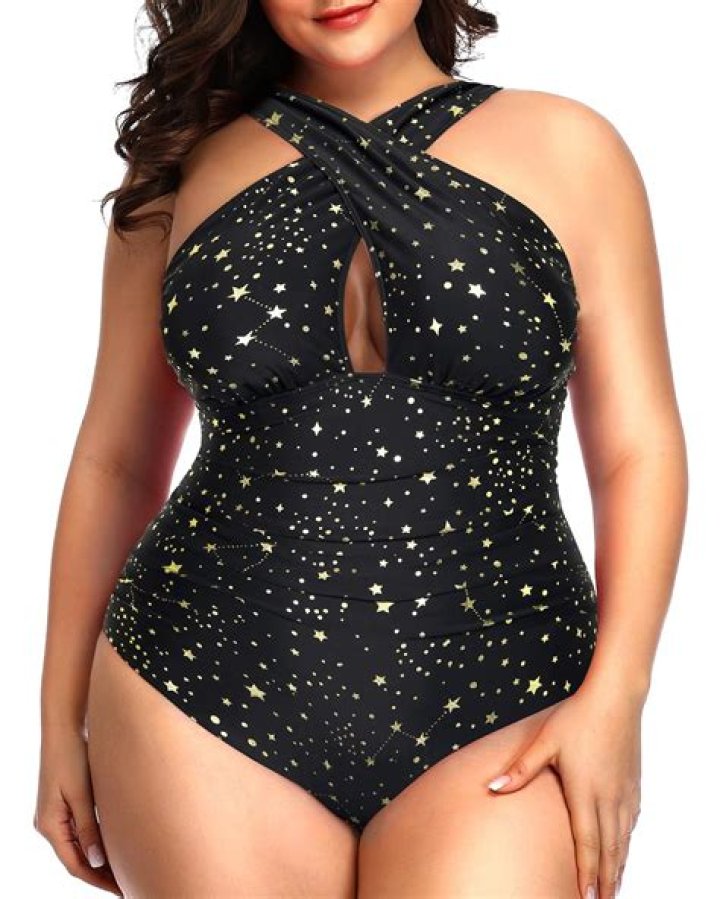 Daci Front Cross Plus Size One Piece Swimsuit