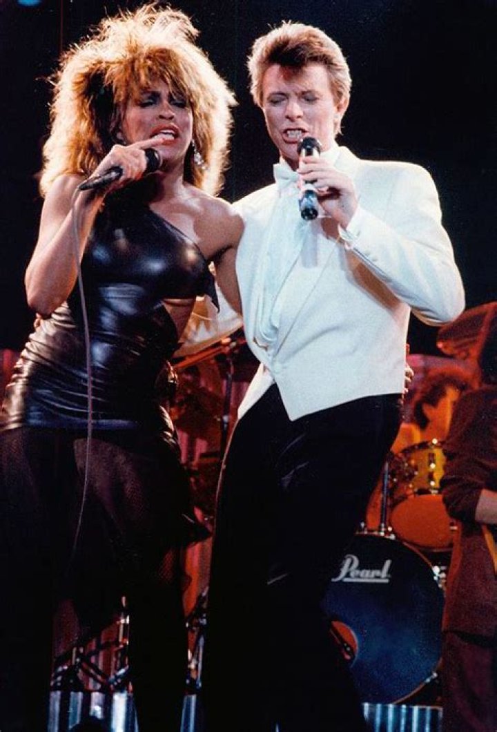 David Bowie and Tina Turner on stage together at the Birmingham NEC