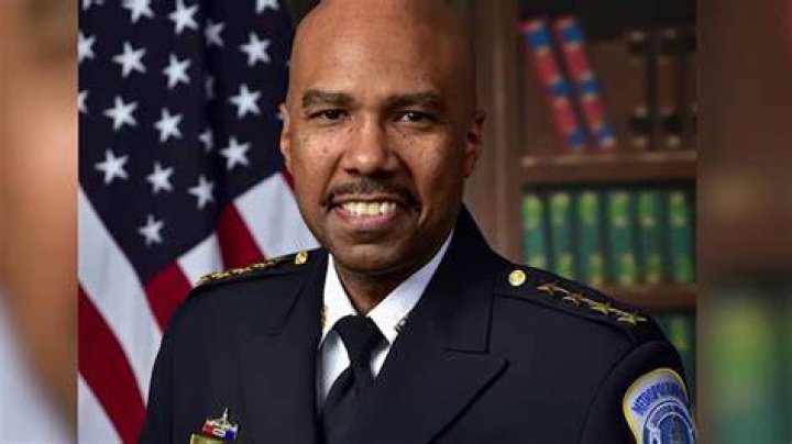 DC Police Chief Robert Contee III speaking to reporters on the scene