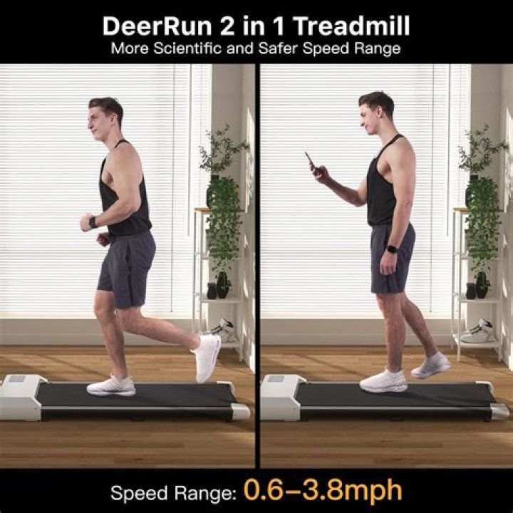DeerRun Walking Pad 2 in 1 Under Desk Treadmill, 2.5HP Low Noise Walking Pad Running Jogging Machine with Remote Control for Home Office, Lightweight Portable Desk Treadmill Installation Free