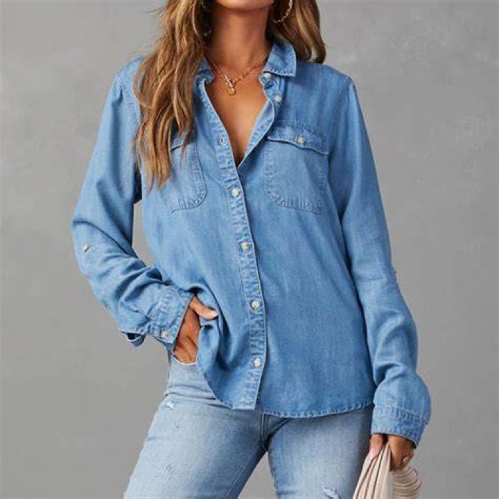 denim button-down shirt