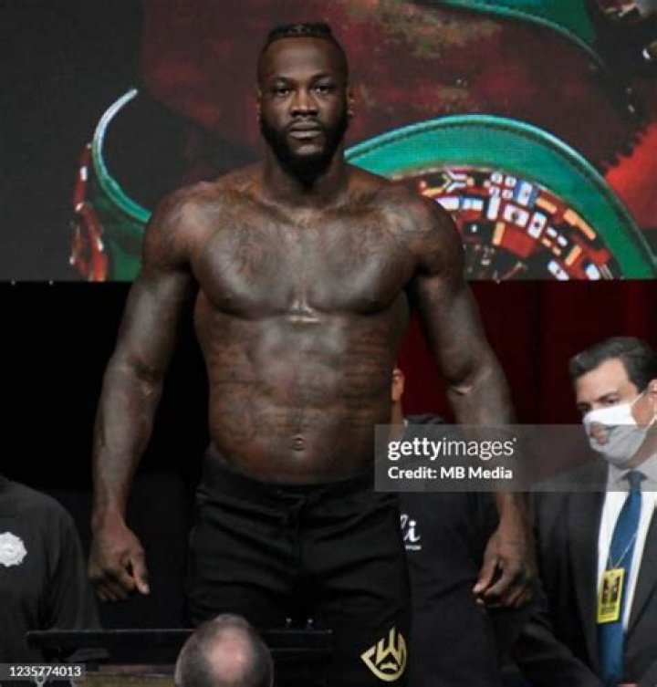 Deontay Wilder weighs in before his second heavyweight fight with Tyson Fury