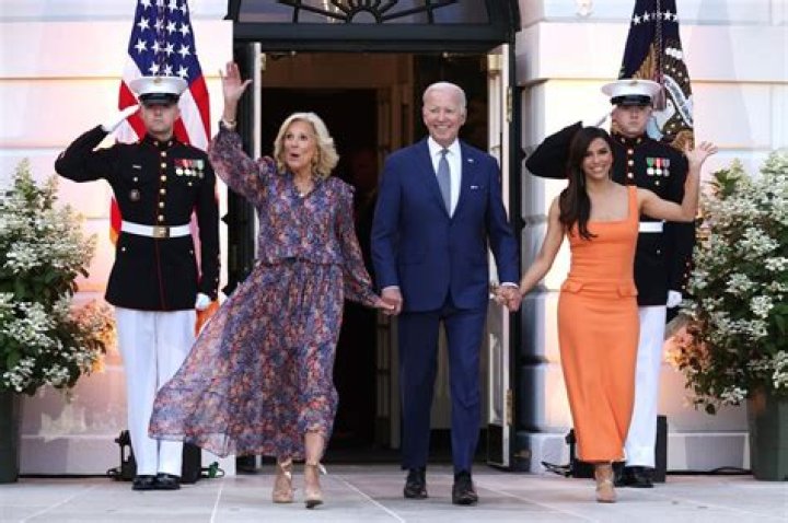 Dr Jill Biden opted to wear light blue for the occasion