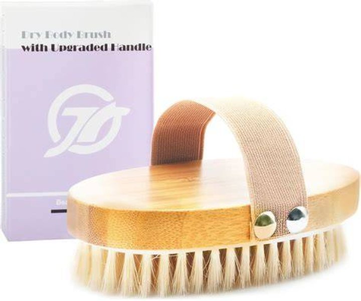 Dry Body Brush (1 Pack) - Reduce Cellulite, Dry Brush for Cellulite and Lymphatic Drainage, Exfoliating Brush with Soft Massage Nodules, Shower Brush Body Scrubber (100% Natural Bristle Brush)
