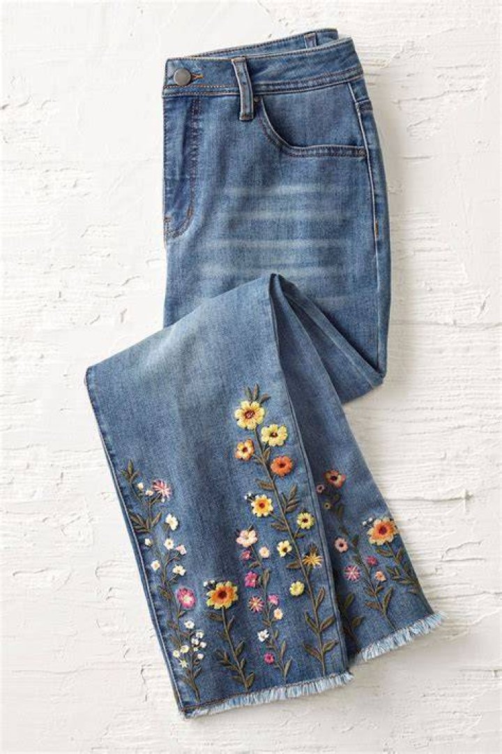 embroidered jeans