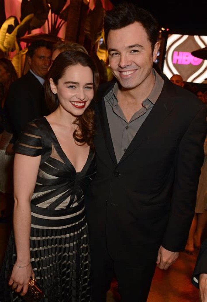 Emilia Clarke and Seth McFarlane attend HBO's Official Golden Globe Awards After Party held at Circa 55 Restaurant at The Beverly Hilton Hotel on January 13, 2013.