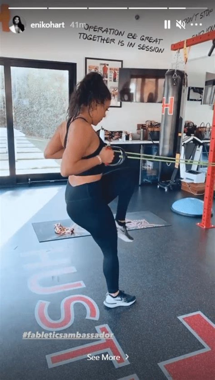 Eniko is seen working out during her 36th week of pregnancy