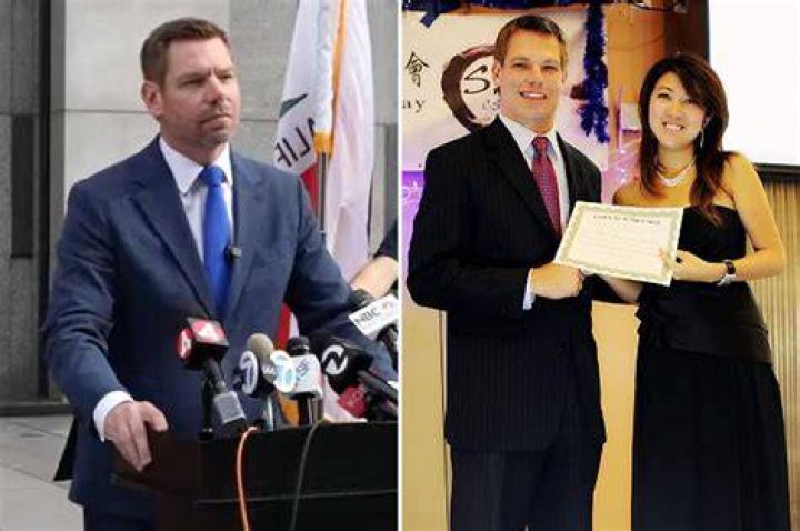 Eric Swalwell with suspected Chinese intelligence operative Christine Fang. Swalwell has not been accused of having a sexual relationship with Fang or of any wrongdoing