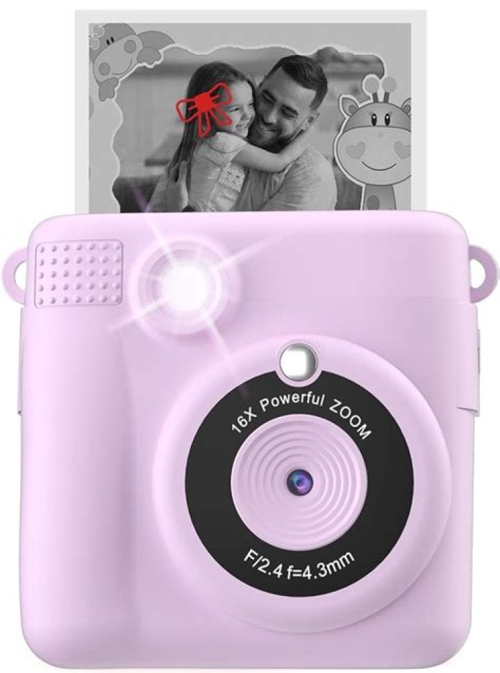 ESOXOFFORE Instant Print Camera for Kids, Christmas Birthday Gifts for Girls Boys, HD Digital Video Cameras for Toddler, Portable Toy for 4 5 6 7 8 9 10 Year Old Girl with 32GB SD Card-Purple