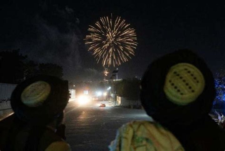 Fighters celebrated with fireworks throughout the night