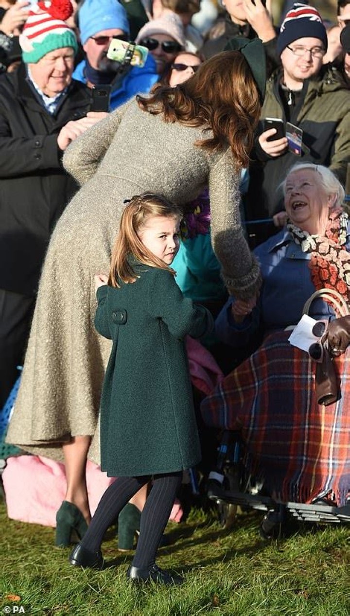 Four-year-old Princess Charlotte currently looks very similar to the Queen and her mum Kate Middleton